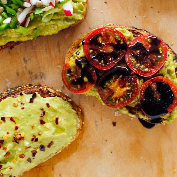 Tomato Basil Avocado Toast with Balsamic Drizzle