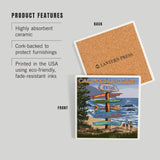 Ceramic Coaster Ventura, California, Destinations Sign