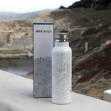Coronado CA Map Bottle with Bamboo Top in Matte White