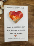 Sunset Ocean Hug Card - Everyday Handmade Card Resin Heart