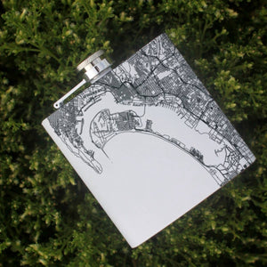 Coronado CA Map Hip Flask in Matte White