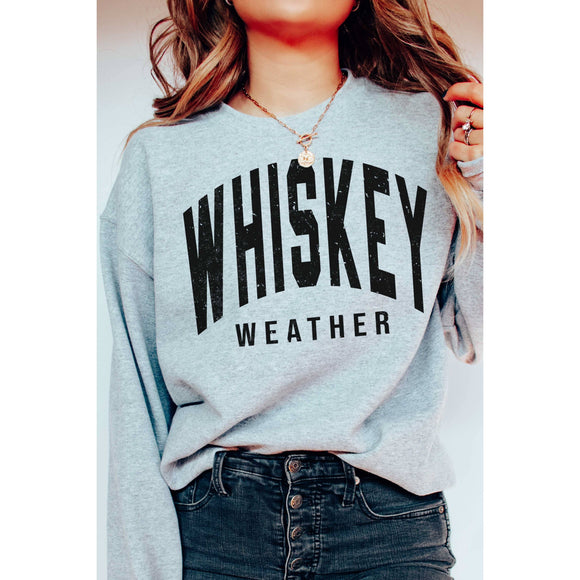 WHISKEY WEATHER Graphic Sweatshirt: H GREY - BLACK INK / M