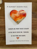 Sunset Ocean Hug Card - Everyday Handmade Card Resin Heart