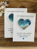 Ocean Pocket Hug Card - Beach Theme Sand and Resin Heart