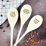 Wooden Spoons With Funny Phrases - Full Set for Kitchen: Don't worry i watch a lot of food network