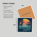 Ceramic Coaster Coronado Bay, California, Sunset stripes,…