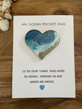 Ocean Pocket Hug Card - Beach Theme Sand and Resin Heart